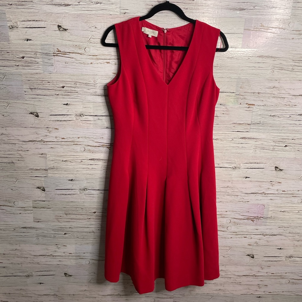 Hobbs London red sleeveless a line dress size 8